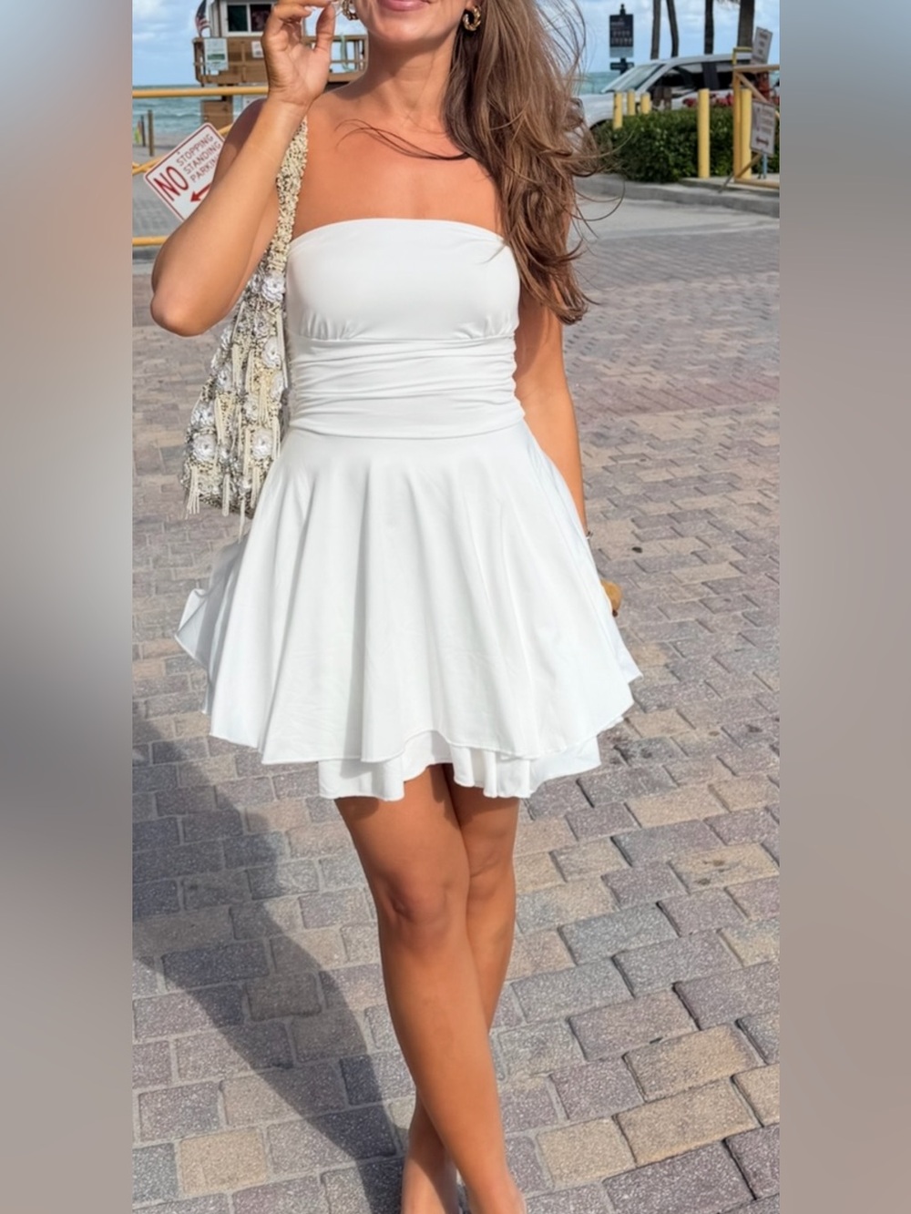 Strapless White Summer Dress